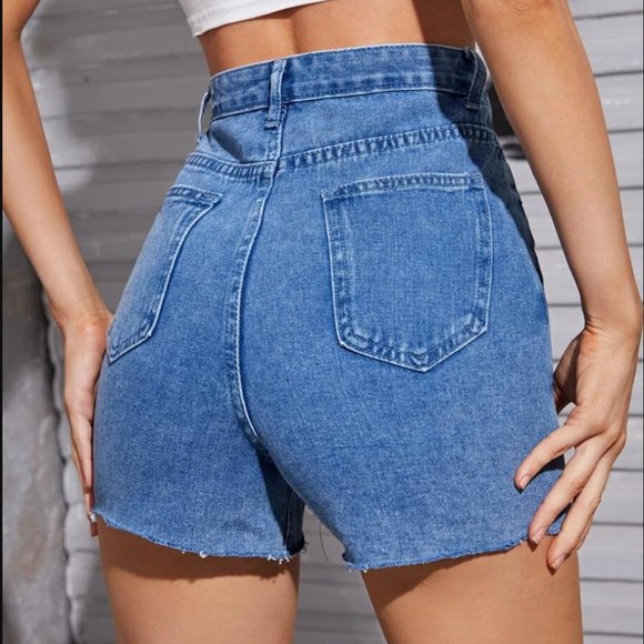 Button Front Denim Skort - Picture 2 of 4